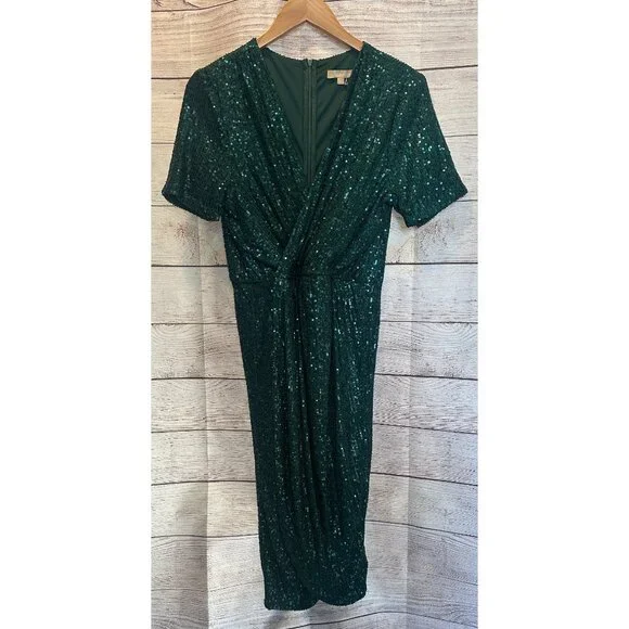 XL Baltic Born emerald green sequin mini wrap dress in Women's New without tags - Picture 2 of 10